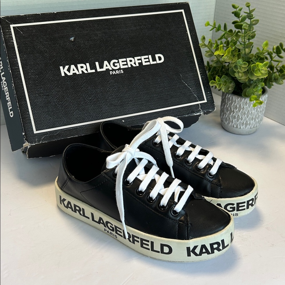Karl Lagerfeld Paris Black and White Casual Sneakers